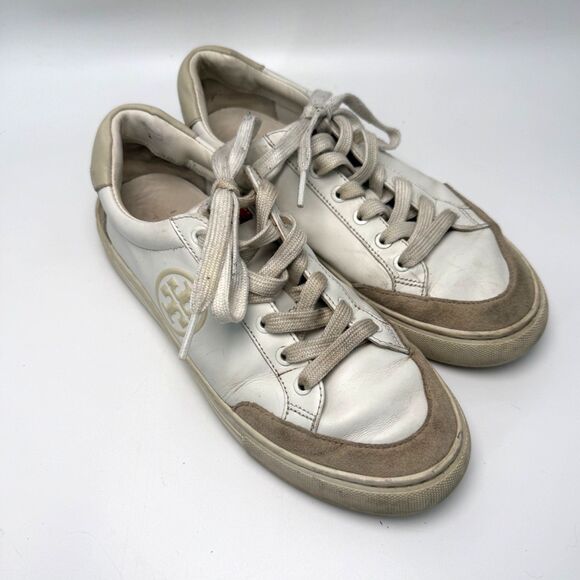 Tory Burch Women's 7 Color Block Signature Logo Leather Sneaker Shoes - Picture 2 of 10